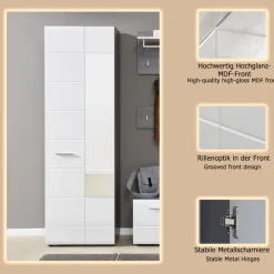 Home affaire Garderobenschrank »Sovana« Garderobenschrank mit 2 Türen & Spiegel - (B/T/H) 60/36/191 cm