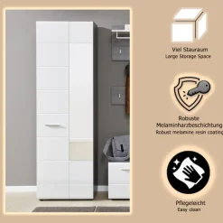 Home affaire Garderobenschrank »Sovana« Garderobenschrank mit 2 Türen & Spiegel - (B/T/H) 60/36/191 cm