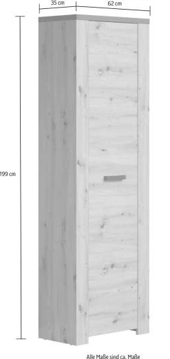 Home affaire Garderobenschrank »Ambres Inkl. ausziehbarer Kleiderstange« 1 Stk. tlg. Garderobenpaneel mit Ablage & Haken - (B/T/H) 62/26/199 cm