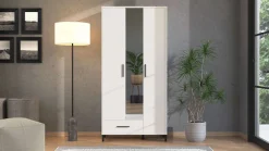 Home affaire Garderobenschrank »Orkney Kleiderschrank, Stauraumschrank, Flurschrank, Höhe 193 cm« Spiegeltür, Breite 93 cm, ausziehbare Kleiderstange, Schublade
