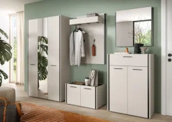 Home affaire Garderobenschrank »RAK, Breite 107 cm, viel Stauraum, 3 Türen, 12 Fächer« bietet Platz für ca. 60 Schuhe,Schuhschrank, Hochschrank, Kleiderschrank, Mehrzweckschrank, Schrank