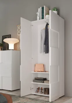 Home affaire Garderobenschrank »Dama Breite 78, Höhe 187 cm, Front 3D-Optik,« Kleiderstange, 2 Einlegeböden, viel Stauraum
