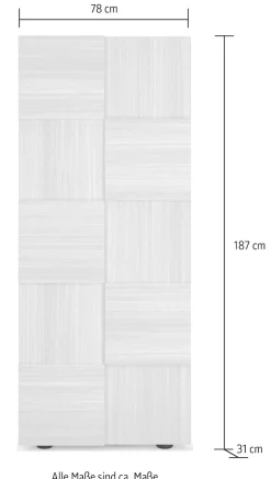 Home affaire Garderobenschrank »Dama Breite 78, Höhe 187 cm, Front 3D-Optik,« Kleiderstange, 2 Einlegeböden, viel Stauraum