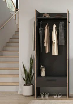 Home affaire Garderobenschrank »MUSTA, Breite: 70cm, inkl. Kleiderstange, 2 Haken, 1 Schubkasten« Dielenschrank, Flurschrank, Schrank, Universalschrank, Sitzbank