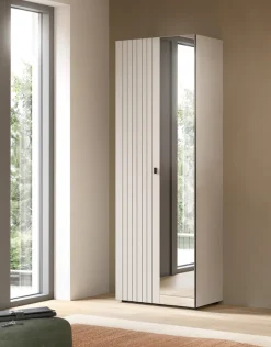 Home affaire Garderobenschrank »TATIO, Höhe 192 cm, Rillenoptik, Spiegeltür« 1 Stk. tlg. Garderobenschrank, Flurschrank, Dielenschrank
