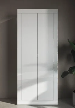 Home affaire Garderobenschrank »Basic Breite 78, Höhe 187 cm, moderne Rahmenoptik,« Metallgriff, Kleiderstange, 2 Einlegeböden