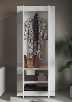 Home affaire Garderobenschrank »Basic Breite 78, Höhe 187 cm, moderne Rahmenoptik,« Metallgriff, Kleiderstange, 2 Einlegeböden