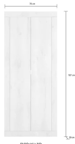 Home affaire Garderobenschrank »Basic Breite 78, Höhe 187 cm, moderne Rahmenoptik,« Metallgriff, Kleiderstange, 2 Einlegeböden