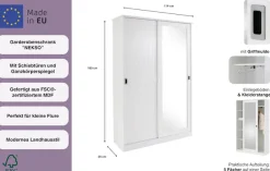 Home affaire Garderobenschrank »Nekso« mit Spiegel, Breite 114 cm, aus MDF oder Massivholz, FSC®