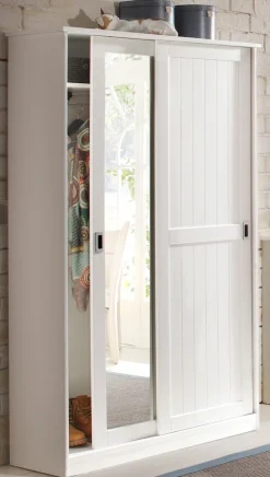 Home affaire Garderobenschrank »Nekso« mit Spiegel, Breite 114 cm, aus MDF oder Massivholz, FSC®