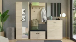 Home affaire Garderobenschrank »Rathlin, Stauraumschrank, Flurschrank, ausziehbare Kleiderstange« Spiegeltür, Gesamtbreite 64 cm, drei Regale