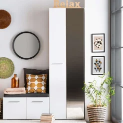Home affaire Garderobenschrank »Beny Kleiderschrank, Stauraumschrank, Flurschrank, Höhe 193 cm« Hochglanzfronten, Spiegeltür, Breite 60 cm, ausziehbare Kleiderstange