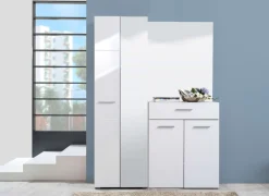 Home affaire Garderobenschrank »Beny Kleiderschrank, Stauraumschrank, Flurschrank, Höhe 193 cm« Hochglanzfronten, Spiegeltür, Breite 60 cm, ausziehbare Kleiderstange