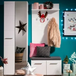 Home affaire Garderobenschrank »Beny Kleiderschrank, Stauraumschrank, Flurschrank, Höhe 193 cm« Hochglanzfronten, Spiegeltür, Breite 60 cm, ausziehbare Kleiderstange