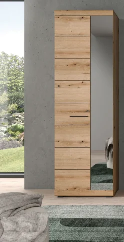 Home affaire Garderobenschrank »SIENA, Höhe 197cm, 2 Türen,4 Einlegeböden, ausziehbare Kleiderstange« hochwertige Rillenfräsung in MDF Front, 1 Stk. tlg. Stauraumschrank, Flurschrank, Dielenschrank