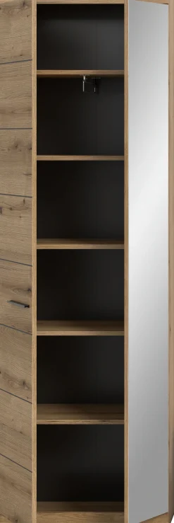 Home affaire Garderobenschrank »SIENA, Höhe 197cm, 2 Türen,4 Einlegeböden, ausziehbare Kleiderstange« hochwertige Rillenfräsung in MDF Front, 1 Stk. tlg. Stauraumschrank, Flurschrank, Dielenschrank