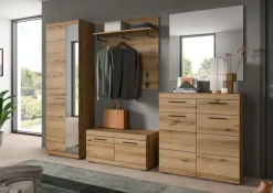 Home affaire Garderobenschrank »SIENA, Höhe 197cm, 2 Türen,4 Einlegeböden, ausziehbare Kleiderstange« hochwertige Rillenfräsung in MDF Front, 1 Stk. tlg. Stauraumschrank, Flurschrank, Dielenschrank