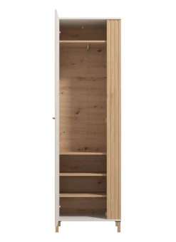 Home affaire Garderobenschrank »Belfort, Kleiderschrank, Stauraumschrank, Flurschrank, Höhe 193 cm« mit Kleiderstange, 5 Fächer, mit einem Spiegel, in Kaschmirfarbe