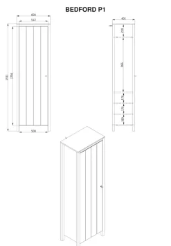 Home affaire Garderobenschrank »Bedford, Stauraumschrank, Flurschrank, ausziehbare Kleiderstange« MDF-Profil 2D ummantelt, Hotstamping, 1mm ABS-Kanten, 4 Einlegeböden