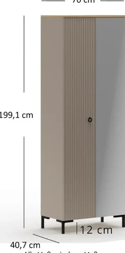 Home affaire Garderobenschrank »Luminara« 1 Stk. tlg. Kleiderschrank mit ausziehbarer Kleiderstange - (B/T/H) 70/41/199 cm