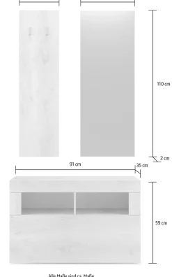 Home affaire Garderoben-Set »Basic 3tlg. Breite 91 cm, Höhe 187 cm, Wandgarderobe« 3 Stk. tlg.
