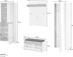 Home affaire Garderoben-Set »City/Giron, moderne Garderobe, viel Stauraum, ca. 40 Schuhe« Set, 4 Stk. tlg.