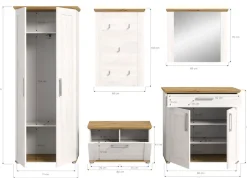 Home affaire Garderoben-Set »COSENZA,Breite ca. 285 cm, 5-teilig, in Landhausoptik« Garderobenschrank, Sitzbank, Garderobenpaneel, Schuhschrank, Spiegel, 5 Stk. tlg.