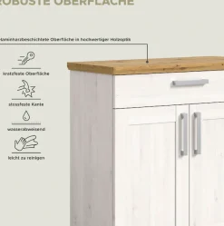 Home affaire Garderoben-Set »COSENZA,Breite ca. 285 cm, 5-teilig, in Landhausoptik« Garderobenschrank, Sitzbank, Garderobenpaneel, Schuhschrank, Spiegel, 5 Stk. tlg.