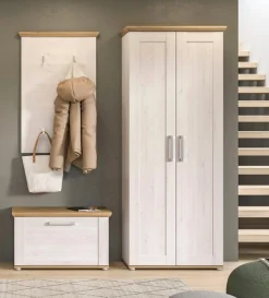 Home affaire Garderoben-Set »COSENZA,Breite ca. 175 cm, 3-teilig, in Landhausoptik« bestehend aus: Garderobenschrank, Sitzbank & Garderobenpaneel, 3 Stk. tlg.
