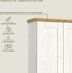 Home affaire Garderoben-Set »COSENZA,Breite ca. 175 cm, 3-teilig, in Landhausoptik« bestehend aus: Garderobenschrank, Sitzbank & Garderobenpaneel, 3 Stk. tlg.