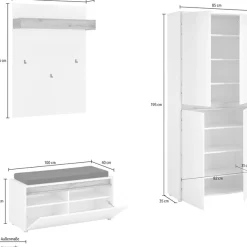 Home affaire Garderoben-Set »City/Giron, moderne Garderobe, viel Stauraum, ca. 40 Schuhe« Set, 3 Stk. tlg.