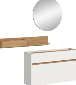 Home affaire Garderoben-Set »EVRID, 3-teilig, Breite 140 cm, individuell hängbar & erweiterbar« best. aus: Kommode, Wandboard & Spiegel, 3 Stk. tlg.