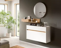 Home affaire Garderoben-Set »EVRID, 3-teilig, Breite 140 cm, individuell hängbar & erweiterbar« best. aus: Kommode, Wandboard & Spiegel, 3 Stk. tlg.