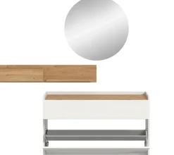 Home affaire Garderoben-Set »EVRID, 3-teilig, Breite 140 cm, individuell hängbar & erweiterbar« best. aus: Kommode, Wandboard & Spiegel, 3 Stk. tlg.