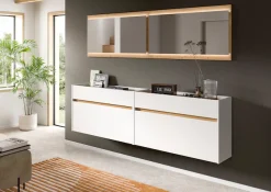 Home affaire Garderoben-Set »EVRID, 4-teilig, Breite 220 cm, inkl. Beleuchtung« best. aus: 2x Kommode und 2x Spiegel, 4 Stk. tlg.