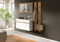 Home affaire Garderoben-Set »EVRID, 4-teilig, Breite 172 cm, individuell hängbar & erweiterbar« best. aus: Kommode, Spiegel & 2x Hakenleiste, 4 Stk. tlg.