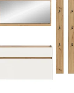 Home affaire Garderoben-Set »EVRID, 4-teilig, Breite 172 cm, individuell hängbar & erweiterbar« best. aus: Kommode, Spiegel & 2x Hakenleiste, 4 Stk. tlg.
