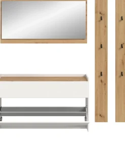 Home affaire Garderoben-Set »EVRID, 4-teilig, Breite 172 cm, individuell hängbar & erweiterbar« best. aus: Kommode, Spiegel & 2x Hakenleiste, 4 Stk. tlg.