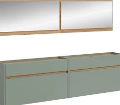 Home affaire Garderoben-Set »EVRID, 4-teilig, Breite 220 cm, individuell hängbar & erweiterbar« best. aus: 2x Kommode und 2x Spiegel, 4 Stk. tlg.