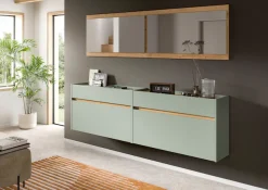 Home affaire Garderoben-Set »EVRID, 4-teilig, Breite 220 cm, individuell hängbar & erweiterbar« best. aus: 2x Kommode und 2x Spiegel, 4 Stk. tlg.