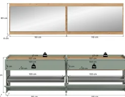 Home affaire Garderoben-Set »EVRID, 4-teilig, Breite 220 cm, individuell hängbar & erweiterbar« best. aus: 2x Kommode und 2x Spiegel, 4 Stk. tlg.