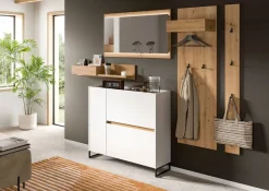 Home affaire Garderoben-Set »EVRID, 5-teilig, Breite 236 cm, inkl. Beleuchtung« best. aus: Wandboard, Kommode, Spiegel, Garderobenpaneel, Hakenleiste, 5 Stk. tlg.
