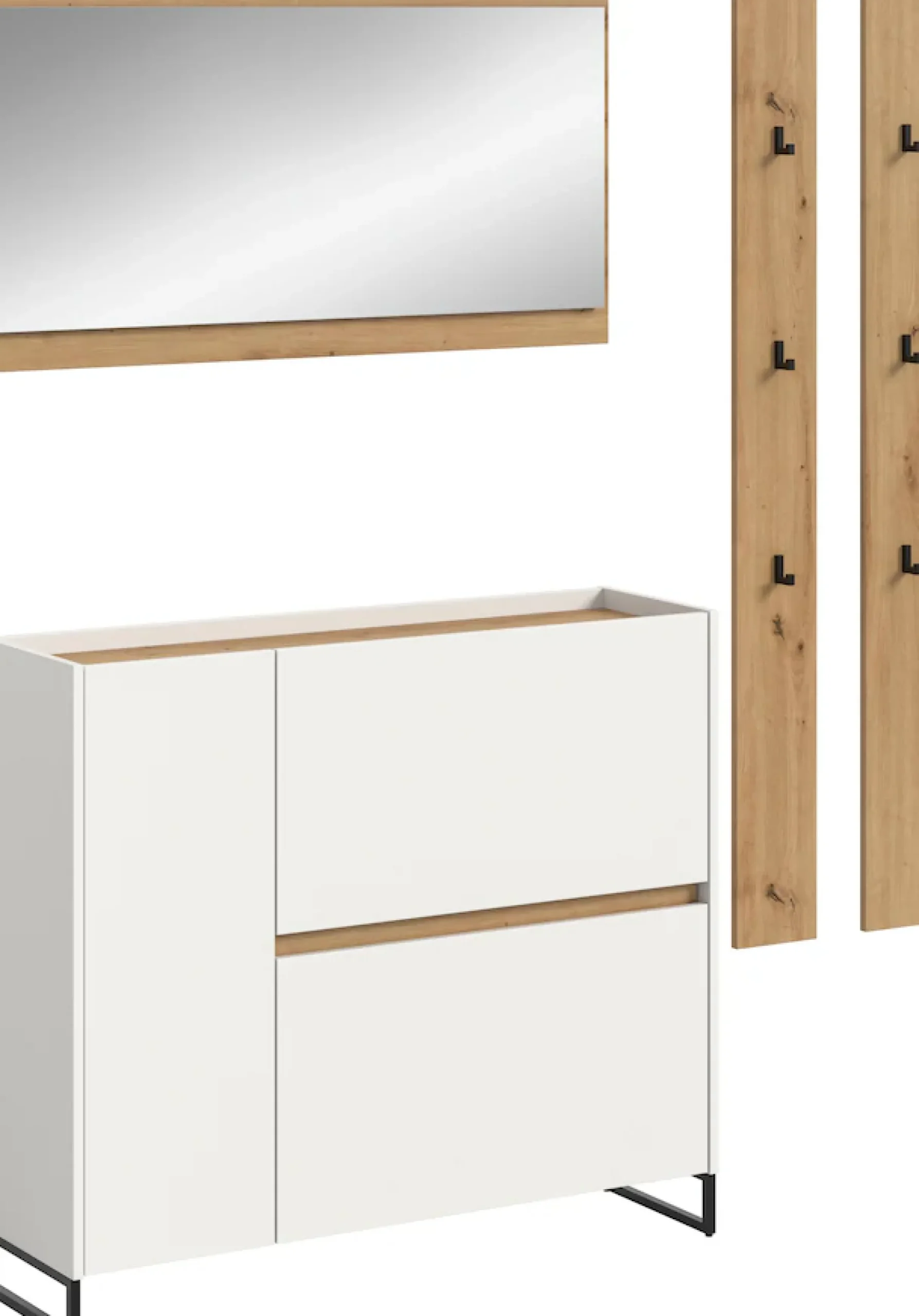 Home affaire Garderoben-Set »EVRID, 4-teilig, Breite 172 cm, individuell stellbar & erweiterbar« best. aus: Kommode, Spiegel & 2x Hakenleiste, 4 Stk. tlg.