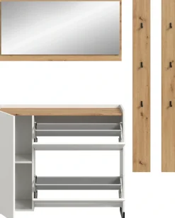 Home affaire Garderoben-Set »EVRID, 4-teilig, Breite 172 cm, individuell stellbar & erweiterbar« best. aus: Kommode, Spiegel & 2x Hakenleiste, 4 Stk. tlg.