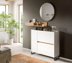 Home affaire Garderoben-Set »EVRID, 3-teilig, Breite 140 cm, individuell stellbar & erweiterbar« best. aus: Kommode, Wandboard & Spiegel, 3 Stk. tlg.