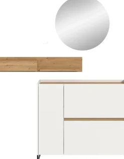 Home affaire Garderoben-Set »EVRID, 3-teilig, Breite 140 cm, individuell stellbar & erweiterbar« best. aus: Kommode, Wandboard & Spiegel, 3 Stk. tlg.