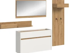 Home affaire Garderoben-Set »EVRID, 4-teilig, Breite 205 cm, individuell hängbar & erweiterbar« best. aus.: Wandboard, Kommode, Spiegel, Garderobenpaneel, 4 Stk. tlg.