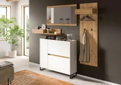 Home affaire Garderoben-Set »EVRID, 3-teilig, Breite 175 cm, individuell stellbar & erweiterbar« best. aus: Kommode, Spiegel und Garderobenpaneel, 4 Stk. tlg.