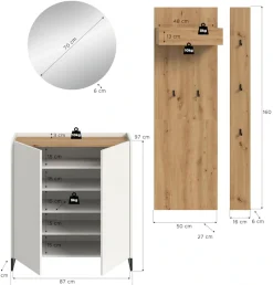 Home affaire Garderoben-Set »EVRID, 4-teilig, Breite 206 cm, individuell stellbar & erweiterbar« best. aus: Kommode, Spiegel, Garderobenpaneel & Hakenleiste, 4 Stk. tlg.