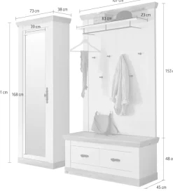 Home affaire Garderoben-Set »Florenz« mit Sitzkissen 4tlg., 3 Stk. tlg.